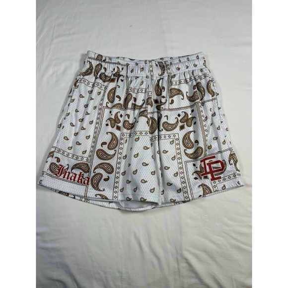 Inaka Power Other - Inaka Power Mesh Shorts Mens XL White Brown Bandana Paisley Gym Workout